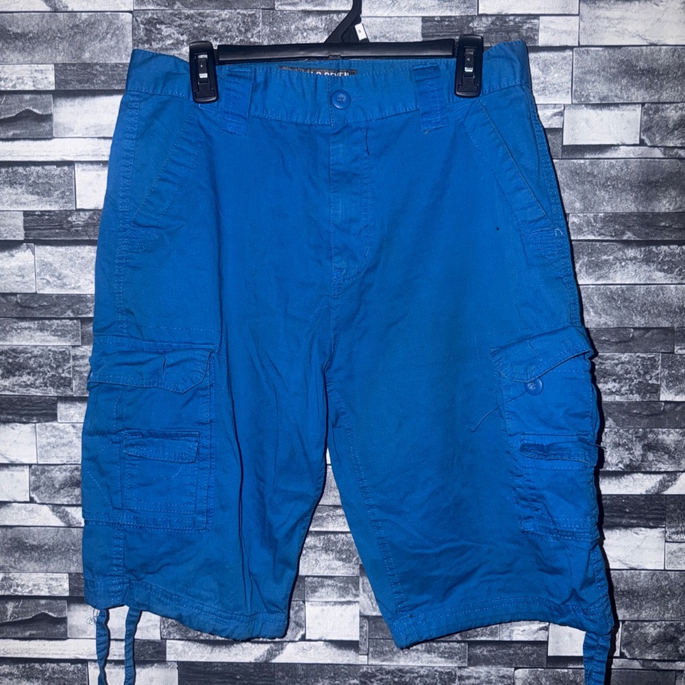 Seven7 Bright Blue Men's Cargo Shorts with Side Pockets